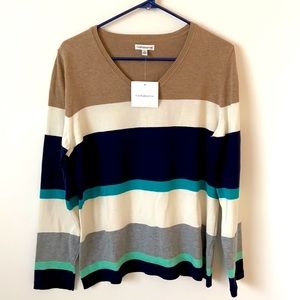 Croft and barrow striped v neck sweater. Large.